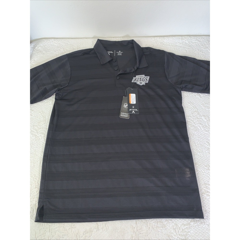 Los Angeles Kings Antigua Golf Shirt M Hockey Striped Black Polo NHL LA NWT $70